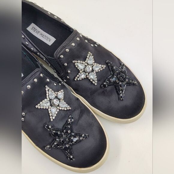 Steve Madden Rhinestone Bead Star Embellished Slip-On Sneakers Sz 9 - Picture 8 of 16